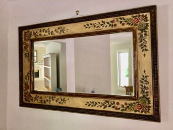 Large Wooden Handpainted Floral Mirror - 50 X 33