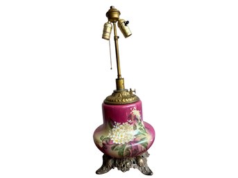 Antique Victorian Hand-Painted Lamp
