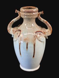 Vintage Chinoiserie-style Double Elephant Amphora Drip Vase