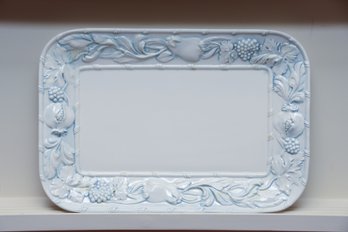 Italian White And Blue Ceramic Serving Tray