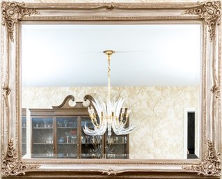 Fabulous Carved Wood And Gesso Gilt Finished Hall Mirror