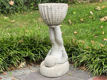 Cast Stone Figural Birdbath