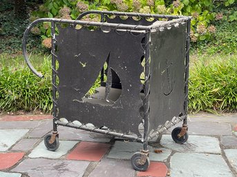 Vintage Aluminum Bar Cart With Nautical Decoration