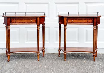 Pair Of Butler Louis XVI Style Marquetry Inlaid Console Table