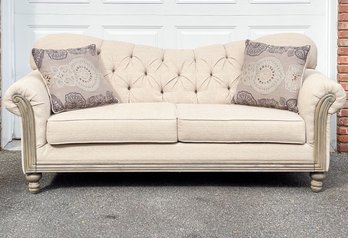 American Made Upholstered Sofa With Tufted Seat Back