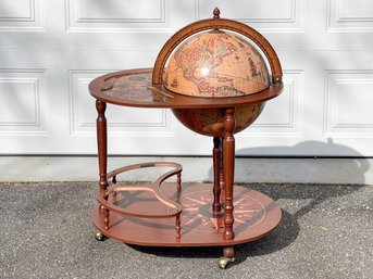 Awesome Side Table With Flip Top Globe Form  Bar