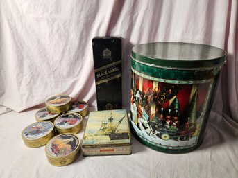 Selection Of 9 Tins Including Vintage English Tin