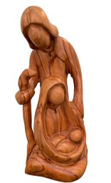 Modernist  Wood Figurine Of Sacred Family From Jerusalem