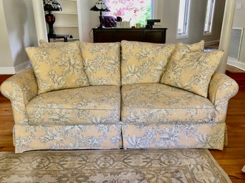 Custom Alan White Sofa, Yellow Toile