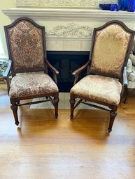 Pair Arm Chairs With Nailhead And Fabric