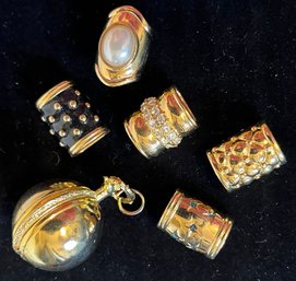 Vintage Jewelry  Lot Joan Rivers - Gold Tone - Watch Pendant 1 Inch In Dia- Assorted Bracelet Sections Charms
