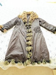 Black Coat W/ Racoon Trimmings, Fine Embroidery, WARM, European Size 44,