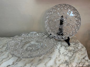 2 Vintage Crystal Platters