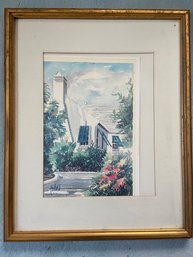 Watercolor Painting Signed Torbes 17x21' Matted Framed