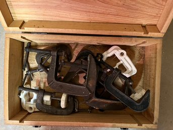 Wood Box With Assorted Clamps