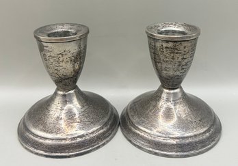 Pair Of Vintage Duchin Creations Sterling Silver Weighted Candle Holders