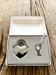 NEW Swarovski Heart Padlock And Key Working Charm