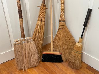 A Collection Of Vintage & Antique Brooms
