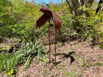 Articulating Metal Falcon Outdoor Sculpture  * Winner Must Remove From Garden