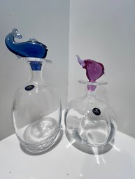 Royal Copenhagen Decanters, With Elephant And Whale Stoppers