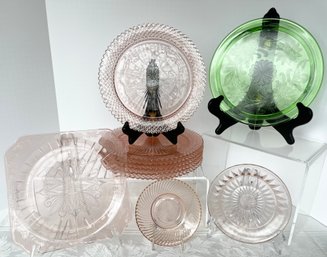 10 Pc. Depression Glass Lot: Jeanette, Anchor Hocking, Federal
