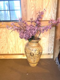 Tall 24 Inch Floor Vase With Beautiful Faux Flowers