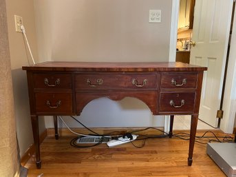 Five Drawer Desk With Red Leather Top