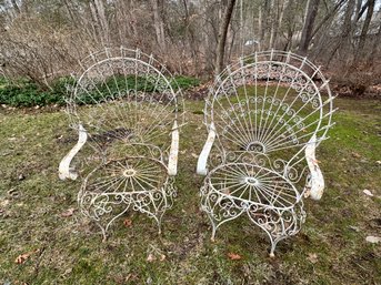 Pair Of Salterini Style Peacock Back Chairs