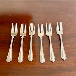 A Set Of 6 Gorham Monogramed Silver Plate Dessert Forks