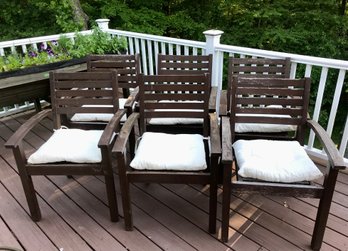 Set Of 6 POTTERY BARN Wooden Patio Chairs