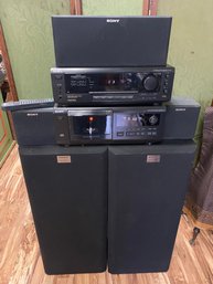 Sony Surround Stereo System Remote STR-417 Receiver CDP-cX581 Cd Jukebox Carousel SS-U471AV Speakers Tested