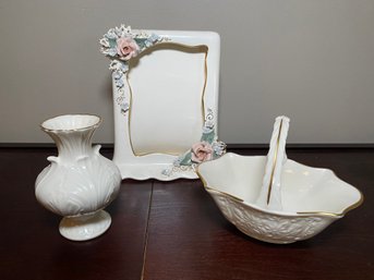 2 Pc. Lenox And Porcelain Picture Frame