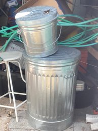 2 Aluminum Garbage Cans