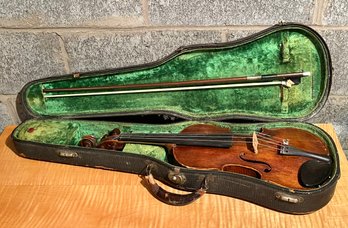Vintage Violin And Bow In Hard Case