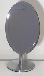 Stainless, Chrome Beveled Standing Vanity Oval Mirror.