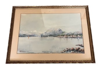 Framed Mountain Lake Artwork