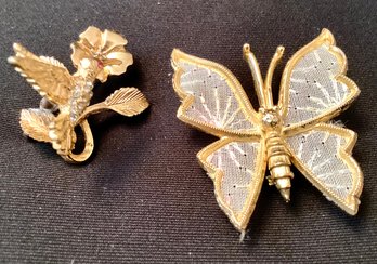 Vintage Costume Jewelry Hummingbird Butterfly Pin Brooch Lot