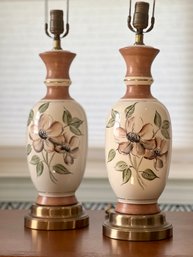 Lot Of Two Midcentury Magnolia Lamps -