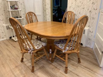 Golden Oak Oval Table, & Four Chairs Manufactured By A America, Seattle Washington