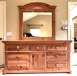 Broyhill Country Knotty Pine Dresser With Mirror