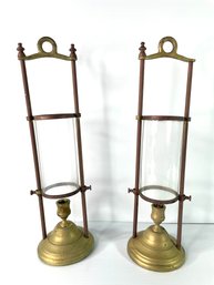 Vintage Brass Ship Hurricane Lantern Candle Holder Nautical Decor Golden With  Glass