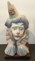 Lladro Clown, Jester Head Bust Figurine On Base #5129 COA