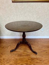 Vintage Round Wooden Tea Table With Pedestal Base