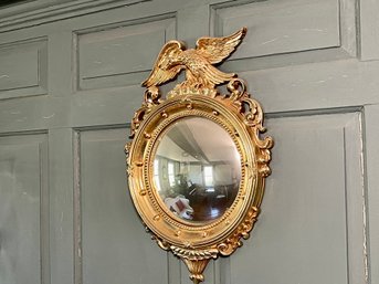 A Beautiful Antique Federal Style Eagle Mirror With Convex Glass