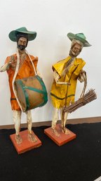 A Pair Of Mexican  Folk Art Paper Mache Figurine-Sculpture  Hand Made -  15' Tall