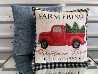 Pair Of Throw Pillows, Buffalo Check Farm Fresh Christmas Trees