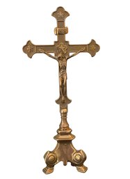 Antique Solid Brass Ornate Brass Crucifix