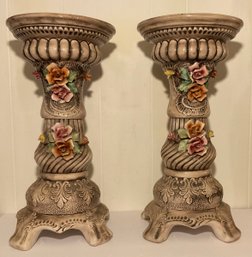PR. Vintage Capodimonte Ceramic Pedestals