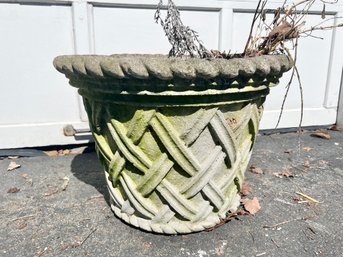 Concrete Planter With Basket Weave Design (2)