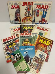 Nine Mad Magazines With Disney And Seaworld Pamphlets